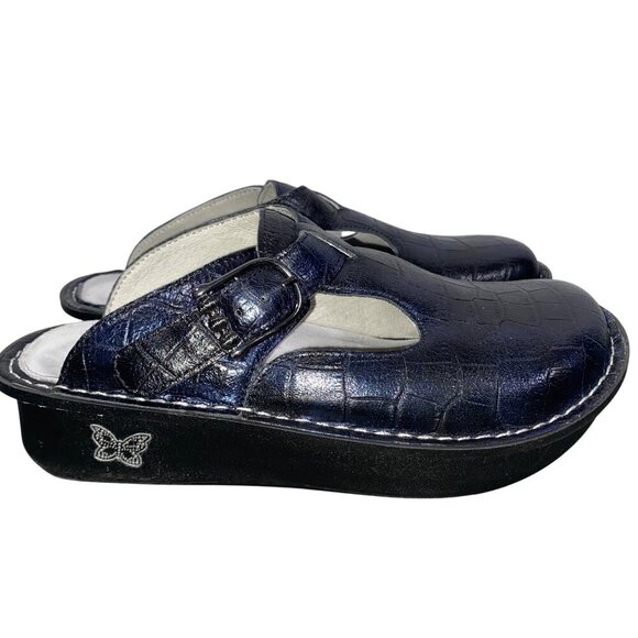 Alegria Classic Croco shoe mules blue women’s size 36 comfort shoe slip on - Picture 6 of 11